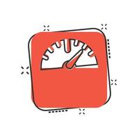 Scale icon in comic style. Balance cartoon vector illustration on white isolated background. Comparison splash effect business concept.