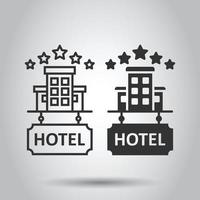 Hotel 5 stars sign icon in flat style. Inn building vector illustration on white isolated background. Hostel room business concept.