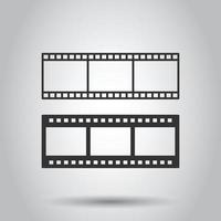 Film icon in flat style. Movie vector illustration on white isolated background. Play video business concept.