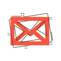 Mail envelope icon in comic style. Email message vector cartoon illustration pictogram. Mailbox e-mail business concept splash effect.