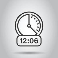 Clock icon in flat style. Watch vector illustration on white isolated background. Timer business concept.