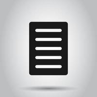 Document note icon in flat style. Paper sheet vector illustration on white background. Notepad document business concept.