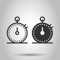 Clock icon in flat style. Watch vector illustration on white isolated background. Timer business concept.