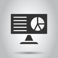 Website analytics icon in flat style. SEO data vector illustration on white isolated background. Computer diagram business concept.