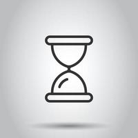 Hourglass icon in flat style. Sandglass vector illustration on white isolated background. Clock business concept.