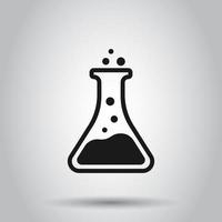 Chemistry beakers sign icon in flat style. Flask test tube vector illustration on isolated background. Alchemy business concept.