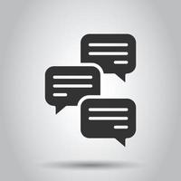 Speak chat sign icon in flat style. Speech bubbles vector illustration on white isolated background. Team discussion button business concept.