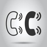 Mobile phone icon in flat style. Telephone talk vector illustration on white isolated background. Hotline contact business concept.