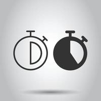 Clock icon in flat style. Watch vector illustration on white isolated background. Timer business concept.