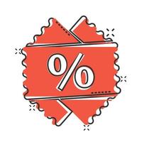 Price coupon icon in comic style. Discount tag cartoon sign vector illustration on white isolated background. Sale sticker splash effect business concept.