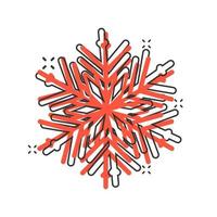 copo de nieve icono en cómic estilo. nieve escama invierno vector dibujos animados ilustración pictograma. Navidad nevada ornamento negocio concepto chapoteo efecto.