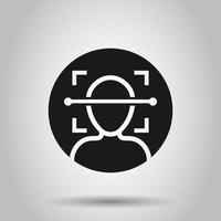 Face scan icon in flat style. Facial id vector illustration on isolated background. Identification algorithm business concept.
