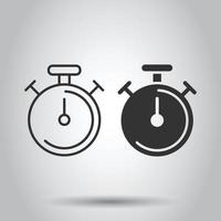 Clock icon in flat style. Watch vector illustration on white isolated background. Timer business concept.