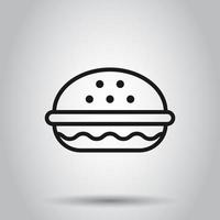 Burger sign icon in flat style. Hamburger vector illustration on isolated background. Cheeseburger business concept.
