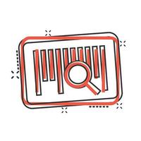 Barcode icon in comic style. Product distribution cartoon vector illustration on white isolated background. Bar code splash effect business concept.