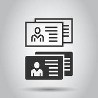 Resume icon in flat style. Contract document vector illustration on white isolated background. Paper notepad business concept.