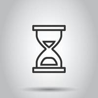 Hourglass icon in flat style. Sandglass vector illustration on white isolated background. Clock business concept.