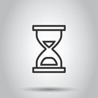 Hourglass icon in flat style. Sandglass vector illustration on white isolated background. Clock business concept.