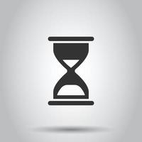 Hourglass icon in flat style. Sandglass vector illustration on white isolated background. Clock business concept.