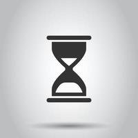 Hourglass icon in flat style. Sandglass vector illustration on white isolated background. Clock business concept.