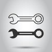icono de llave inglesa en estilo plano. Ilustración de vector de llave inglesa sobre fondo blanco aislado. concepto de negocio de equipos de reparación.