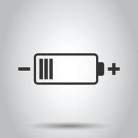 Battery charge icon in flat style. Power level vector illustration on white isolated background. Lithium accumulator business concept.