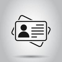 Id card icon in flat style. Identity tag vector illustration on isolated background. Driver licence business concept.