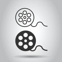 Film icon in flat style. Movie vector illustration on white isolated background. Video business concept.