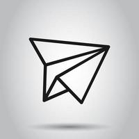 Paper airplane icon in flat style. Plane vector illustration on isolated background. Air flight business concept.