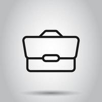 Briefcase sign icon in flat style. Suitcase vector illustration on isolated background. Baggage business concept.