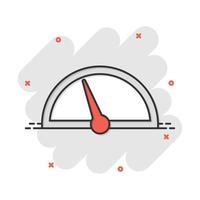 Vector cartoon dashboard icon in comic style. Level meter sign illustration pictogram. Speed business splash effect concept.