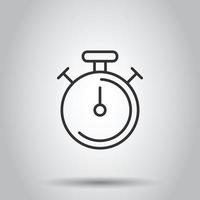 Clock icon in flat style. Watch vector illustration on white isolated background. Timer business concept.