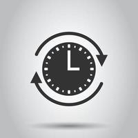 Clock icon in flat style. Watch vector illustration on white isolated background. Timer business concept.