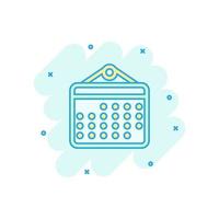 Calendar organizer icon in comic style. Appointment event vector cartoon illustration on white isolated background. Month deadline business concept splash effect.