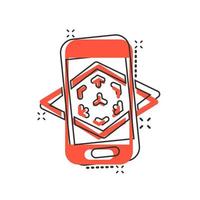 Augmented reality icon in comic style. Vr device vector cartoon illustration on white isolated background. Technology business concept splash effect.