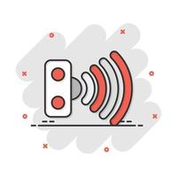 Motion sensor icon in comic style. Sensor waves vector cartoon illustration pictogram. Security connection business concept splash effect.