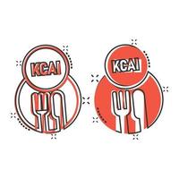 Kcal icon in comic style. Diet cartoon vector illustration on white isolated background. Calories splash effect business concept.