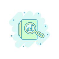 Audit document icon in comic style. Result report vector cartoon illustration on white isolated background. Verification control business concept splash effect.