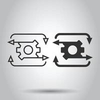 Workflow icon in flat style. Gear effective vector illustration on white isolated background. Process organization business concept.