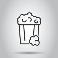 Film icon in flat style. Popcorn vector illustration on white isolated background. Pop corn bucket business concept.