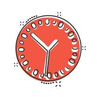 Clock icon in comic style. Watch cartoon vector illustration on white isolated background. Timer splash effect business concept.