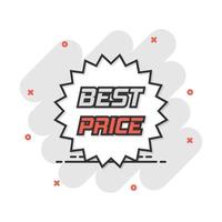 Vector cartoon discount sticker icon in comic style. Sale tag illustration pictogram. Promotion best price discount splash effect concept.