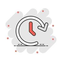 Vector cartoon clock timer icon in comic style. Watch sign illustration pictogram. Clock business splash effect concept.