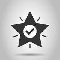 Check mark with star icon in flat style. Add to favorite vector illustration on white isolated background. Bookmark business concept.