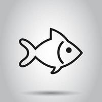 Fish sign icon in flat style. Goldfish vector illustration on isolated background. Seafood business concept.