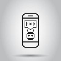 Voice assistant on smartphone icon in flat style. Sound record vector illustration on isolated background. Chat recognition business concept.