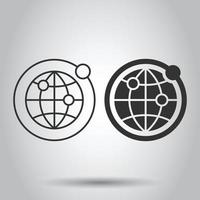 Earth planet icon in flat style. Globe geographic vector illustration on white isolated background. Global communication business concept.