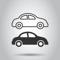 Car icon in flat style. Automobile vehicle vector illustration on white isolated background. Sedan business concept.