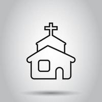 Church icon in flat style. Chapel vector illustration on isolated background. Religious building business concept.