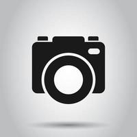 Camera device sign icon in flat style. Photography vector illustration on isolated background. Cam equipment business concept.